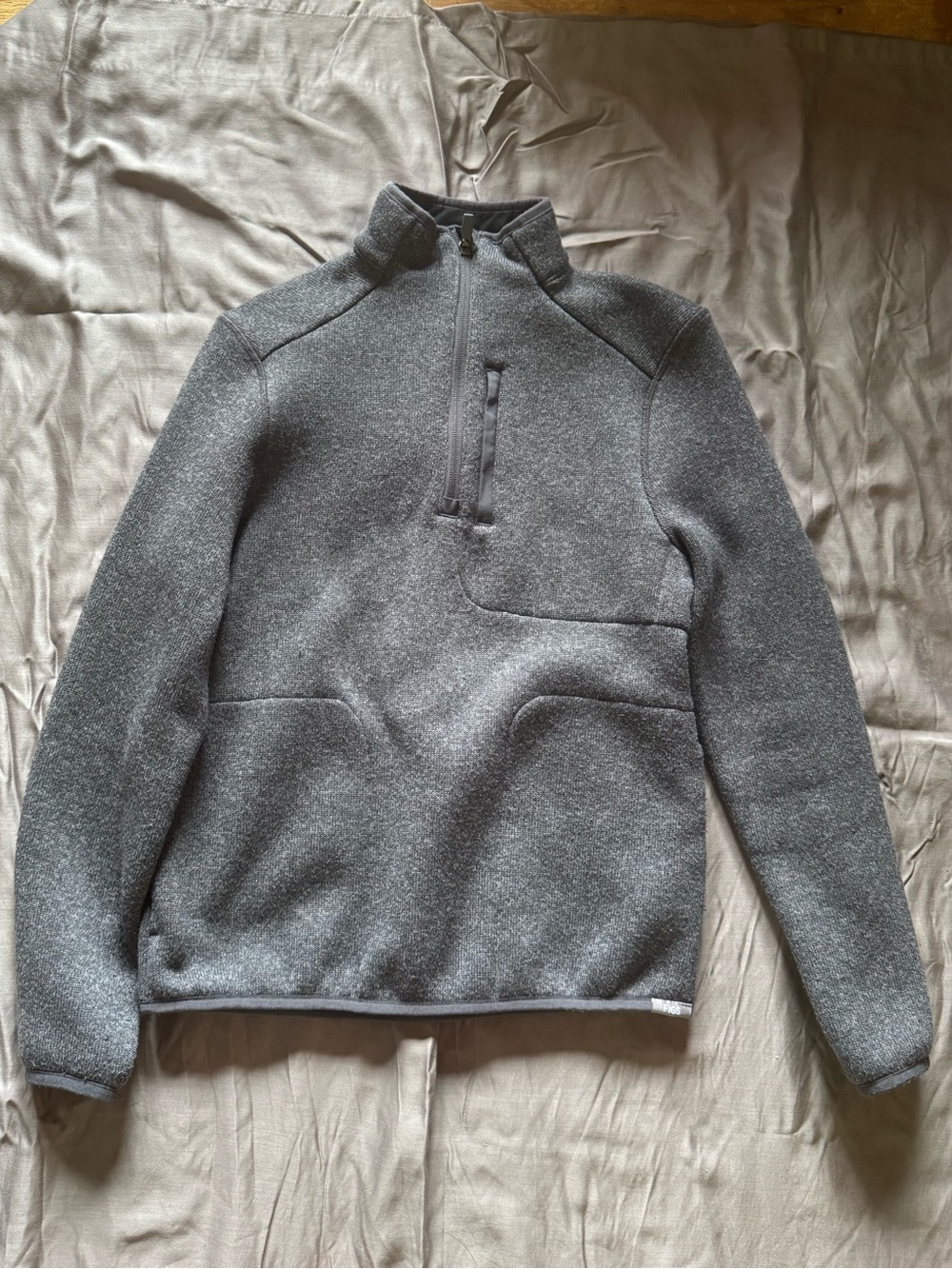 FIGS Women’s On-shift Half-Zip Sweater-Knit Pullover- Heather Dark Charcoal